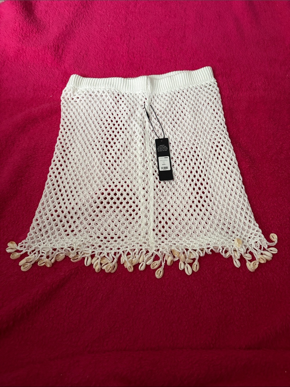 Fashion Nova White Crochet Shell-Trim Mini Skirt